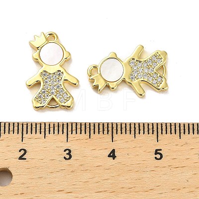 Brass Micro Pave Clear Cubic Zirconia Prince Connector Charms KK-K365-15B-G-1