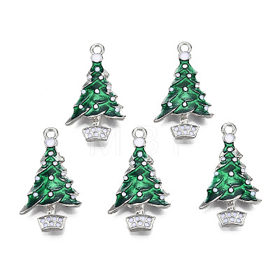 Alloy Christmas Tree Enamel Pendants For Christmas Day X-ENAM-R041-14-1