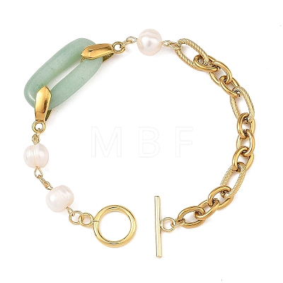 304 Stainless Steel Figaro Chains with Natural Mixed Gemstone BJEW-JB14452-1