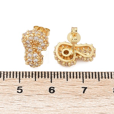 Brass Micro Pave Cubic Zirconia Stud Earrings EJEW-Z091-04G-P-1