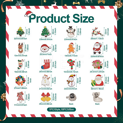 Yilisi 18Pcs 18 Style Christmas Bell & Tree & Sock & Snowman & Candy Cane Enamel Pin JEWB-YS0001-10-1