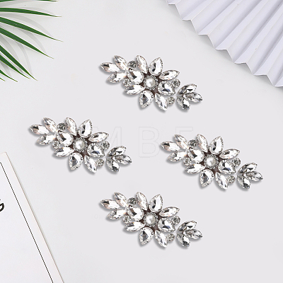 6Pcs Flower Glitter Hotfix Glass Rhinestone DIY-GF0014-62A-1