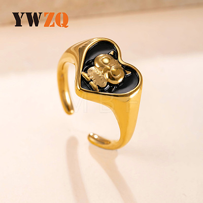 304 Stainless Steel Enamel Cuff Open Rings WG26B7E-01-1