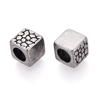 304 Stainless Steel Textured European Style Large Hole Beads STAS-T072-110AS-1
