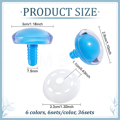 36Bags 6 Colors Resin Craft Safety Eyes DOLL-PH0001-67-1
