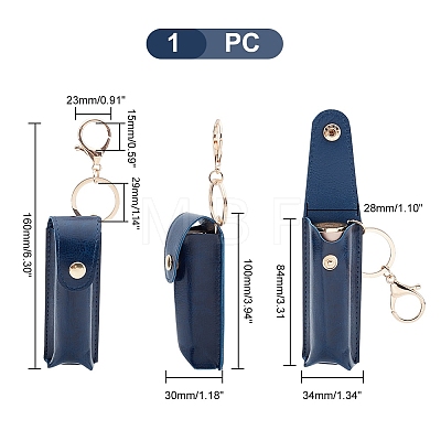 Portable Imitation Leather Chapstick Keychain Holder KEYC-WH0029-56A-1