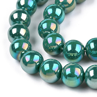 Electroplate Opaque Glass Beads Strands GLAA-T032-P10mm-AB12-1