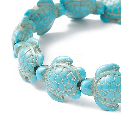 Dyed Synthetic Sea Turtle Beaded Stretch Bracelets for Women BJEW-JB09934-01-1