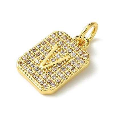 Rack Plating Brass Micro Pave Clear Cubic Zirconia Charms KK-G501-01V-G-1