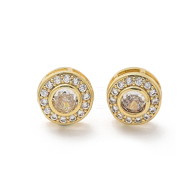 Brass Micro Pave Clear Cubic Zirconia Stud Earrings X-EJEW-Q015-10G-1