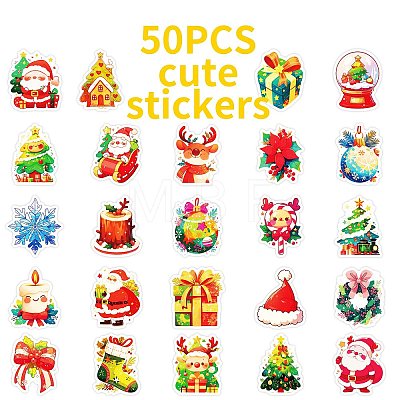 50Pcs Christmas Theme Cartoon Paper Stickers DIY-P085-09-1