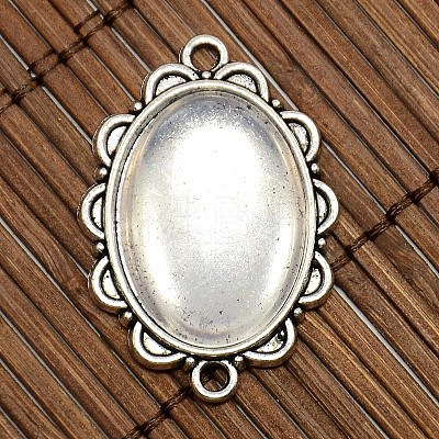 25x18mm Oval Dome Clear Glass Cover and Antique Silver Alloy Cabochon Connector Settings Sets DIY-X0082-AS-NF-1
