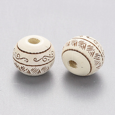 Painted Natural Wood Beads WOOD-N006-02A-04-1