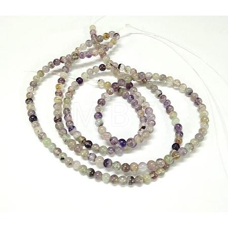 Natural Purple Fluorite Round Bead Strands G-P070-62-8mm-1
