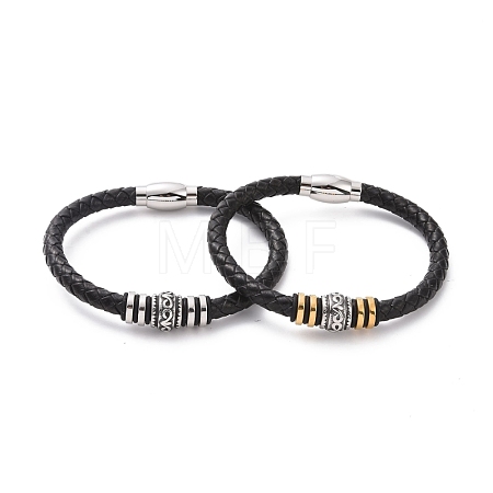304 Stainless Steel Column Beaded Bracelet with Magnetic Clasps BJEW-P275-21-1