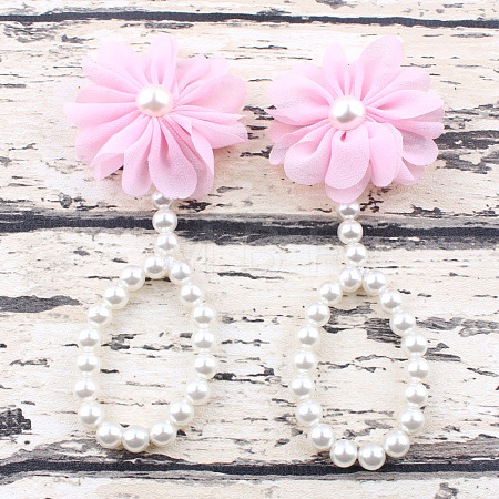 Cloth 3D Flower Plastic Imitation Pearl Beaded Barefoot Infnat Toe Anklets FS-WG366B4-04-1