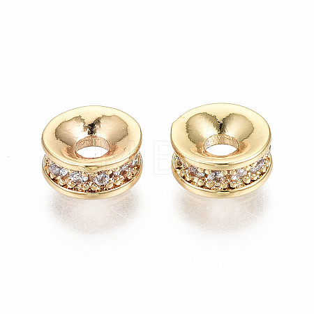 Brass Micro Pave Clear Cubic Zirconia Spacer Beads X-KK-S360-028-NF-1