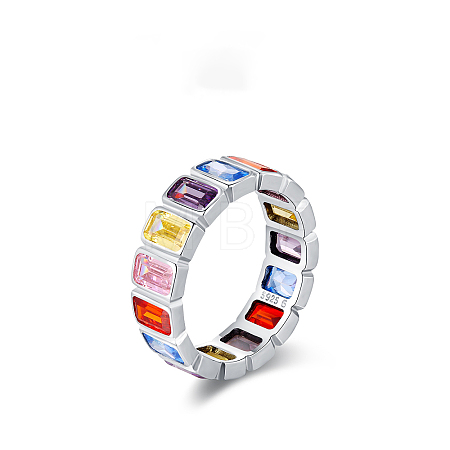 925 Sterling Silver Micro Pave Colorful Cubic Zirconia Finger Rings FS-WGC9F63-03-1