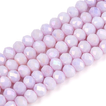 Anti-Tarnish Electroplate Rondelle Glass Beads Strands EGLA-T021-4mm-17-02-1