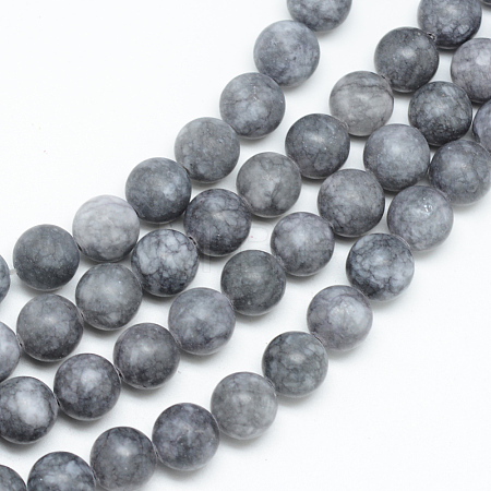 Natural White Jade Bead Strands X-G-R297-8mm-33-1