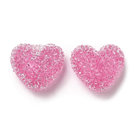 Drusy Heart Resin Rhinestone Beads RESI-C038-01D-1