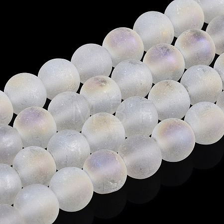 Transparent Frosted Glass Bead Strands GLAA-T032-T8mm-MB13-1