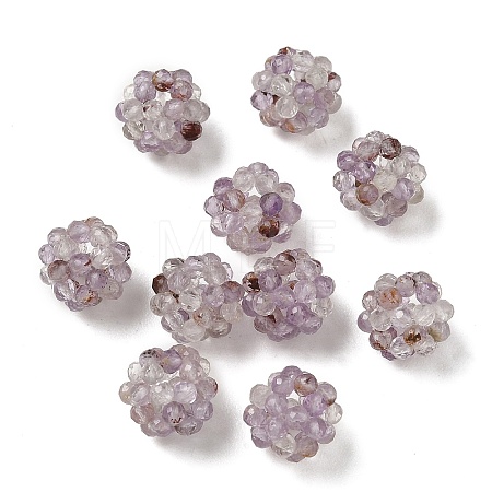 Natural Purple Phantom Quartz Purple Lodolite Quartz Woven Beads GG-CBA2E9C-F27-02-1