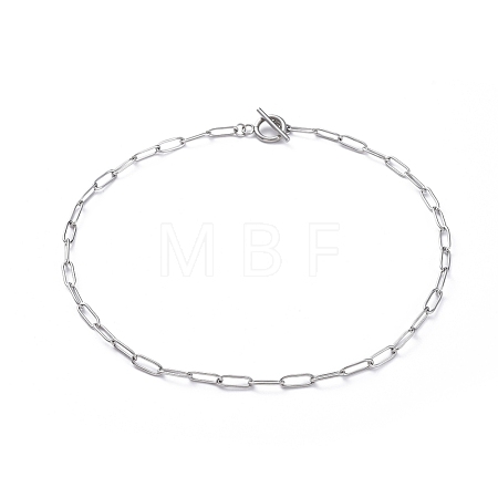 Non-Tarnish 304 Stainless Steel Paperclip Chain Necklaces NJEW-JN02667-1