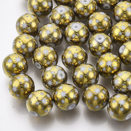 Christmas Electroplate Glass Beads EGLA-R113-07C-1