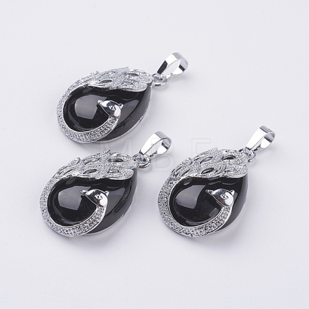 Natural Dyed & Heated Black Agate Pendants X-G-E442-04E-1