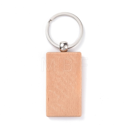 Natural Wood Keychain HJEW-P008-02-1