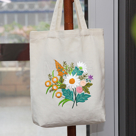 DIY Flower Pattern Tote Bag Embroidery Kit PW22121378349-1