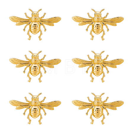 6Pcs Bees Alloy Brooches for Backpack Clothes JEWB-PH0001-48-1