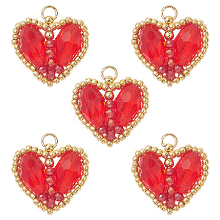 5Pcs Glass Pendants PALLOY-SZ00068-1