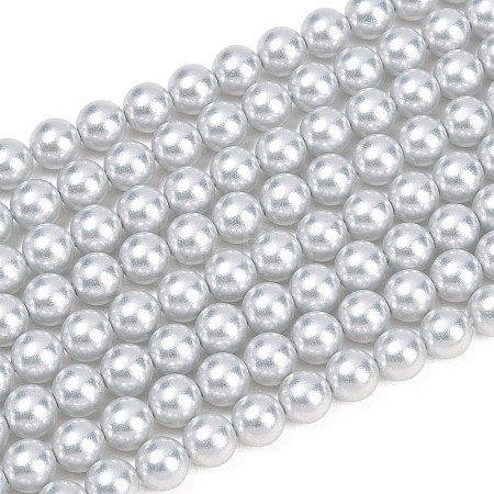Frosted Glass Pearl Beads Strands GLAA-A044-08A-08-1