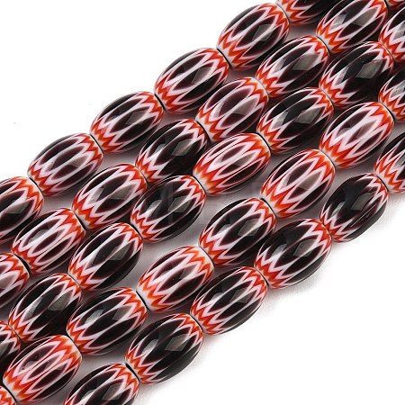 Handmade Millefiori Glass Oval Bead Strands LK-Z001-01B-10-1