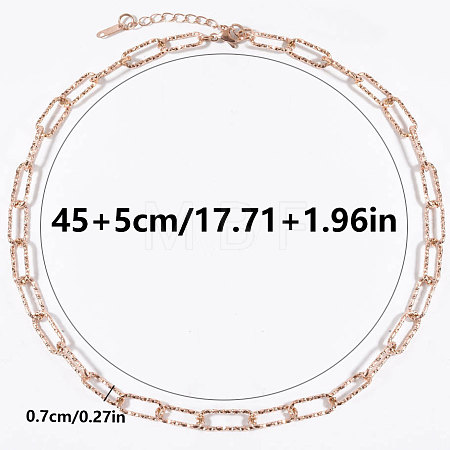 304 Stainless Steel Textured Paperclip Chain Necklaces for Women HX6515-4-1