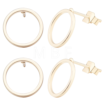 Ring Brass Stud Earing Findings KK-BBC0014-20G-1