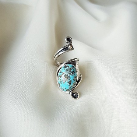 Oval Bohemian Synthetic Turquoise Finger Rings FS-WGBF170-01-1