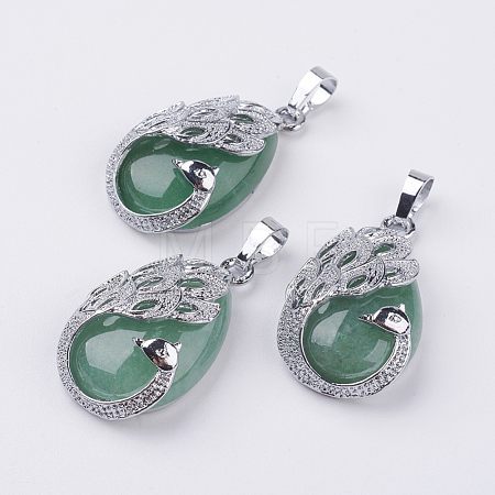 Natural Green Aventurine Pendants X-G-E442-04M-1