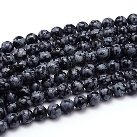 Natural Snowflake Obsidian Round Bead Strands X-G-J303-09-4mm-1
