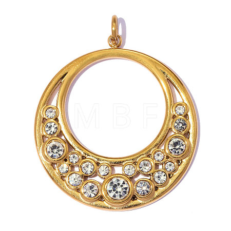 304 Stainless Steel with Rhinestone Pendants RB-OY001-42G-01-1