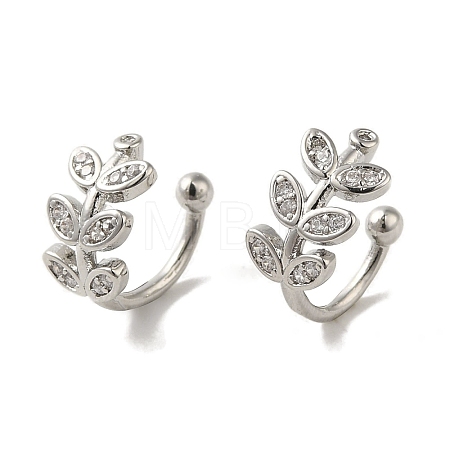 Rack Plating Brass Micro Pave Cubic Zirconia Cuff Earrings EJEW-R162-46P-1
