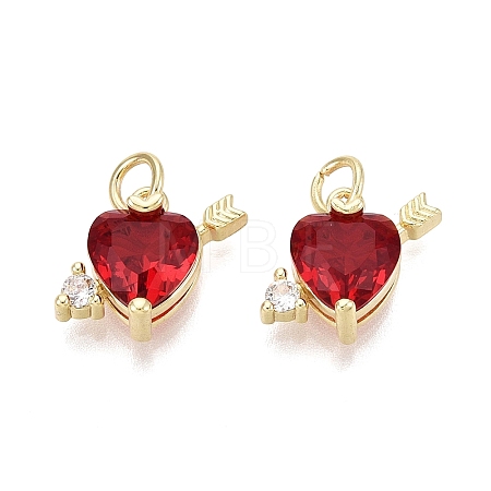 Valentine's Day Brass Micro Pave Cubic Zirconia Charms KK-Q072-05G-1
