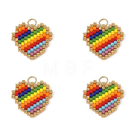 Glass MIYUKI Seed Beaded Pendants PALLOY-MZ01408-1