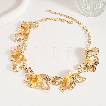 Alloy Flower Petaline Link Chain Necklaces for Women FS-WG970E6-01-1