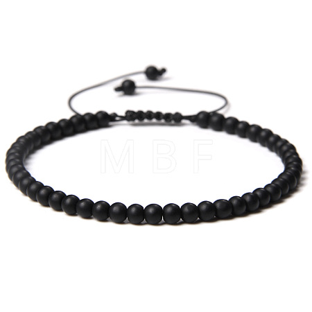 Adjustable Women's Black Agate Beaded Bracelet CN3407-30-1