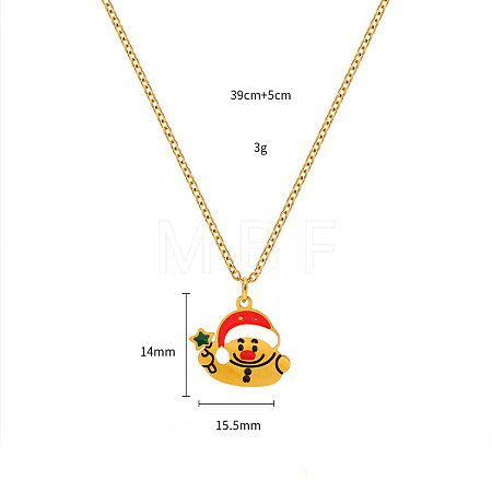 Christmas 304 Stainless Steel Enamel Pendant Necklaces FS-WGDAA96-18-1