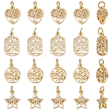 24Pcs 4 Style Rack Plating Brass Charms KK-BBC0009-10-1