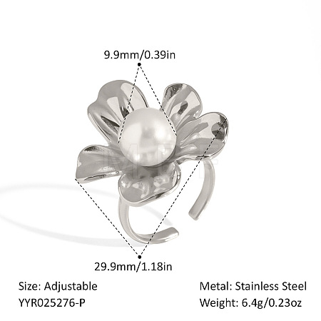 Adjustable 304 Stainless Steel Cuff Open Rings for Women DT4279-3-1